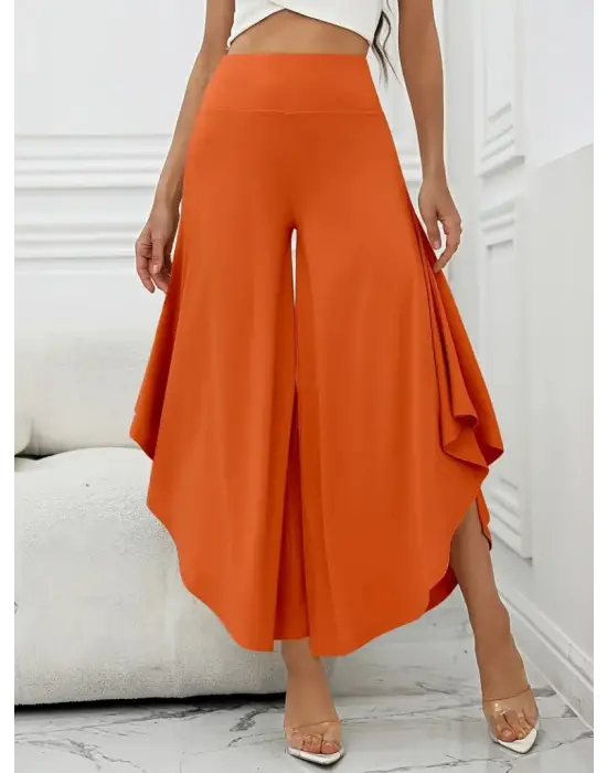 Omarı Yüksek Belli Geniş Paçalı Sandy Pantolon