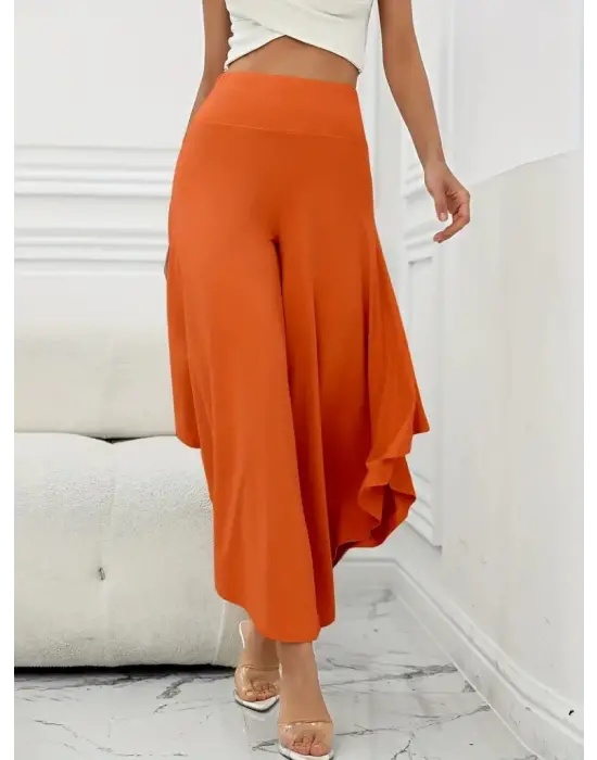 Omarı Yüksek Belli Geniş Paçalı Sandy Pantolon