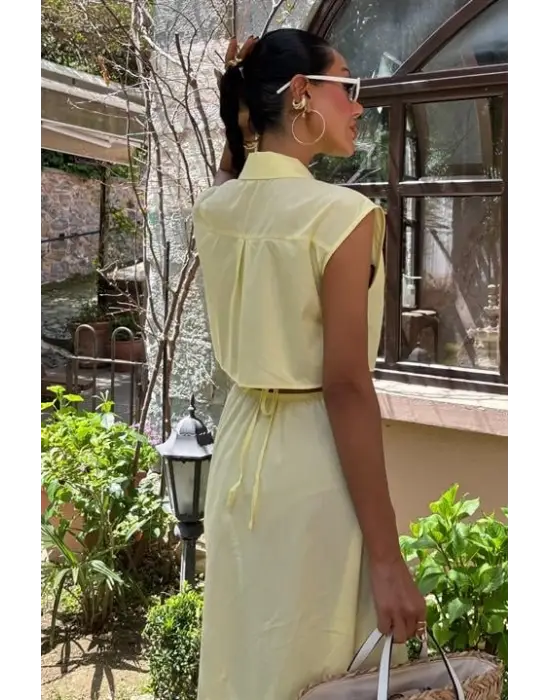 Göbeği Halka Detaylı Midi Boy Elbise 2896