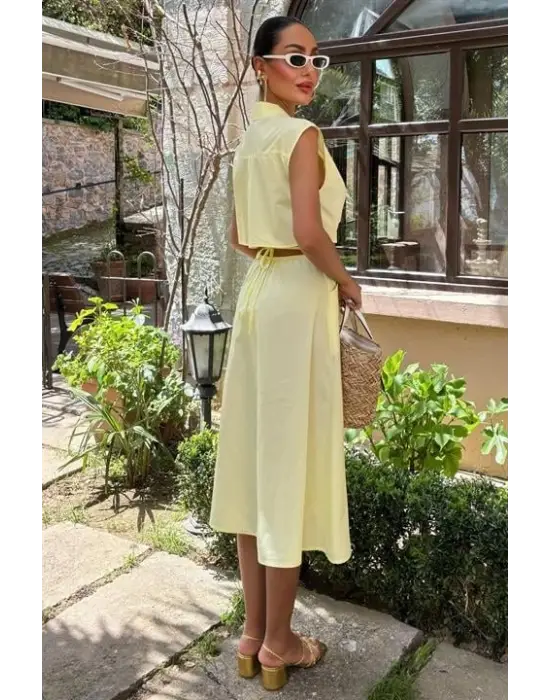 Göbeği Halka Detaylı Midi Boy Elbise 2896