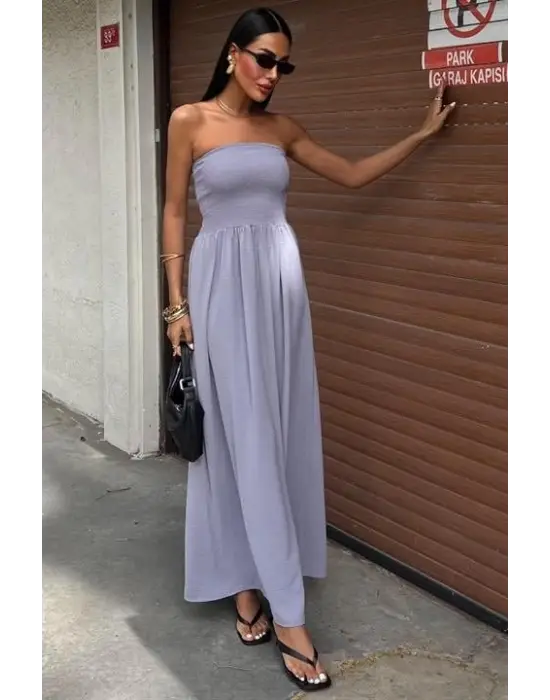 Göğsü Gipeli Straplez Elbise 2878