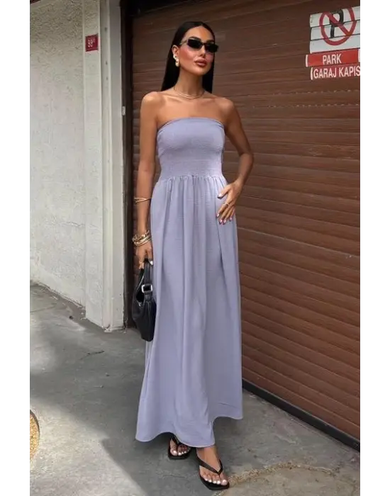 Omarı Seksi Straplez Elbise