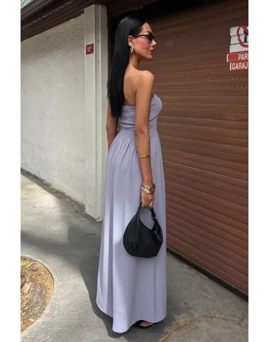 Omarı Seksi Straplez Elbise