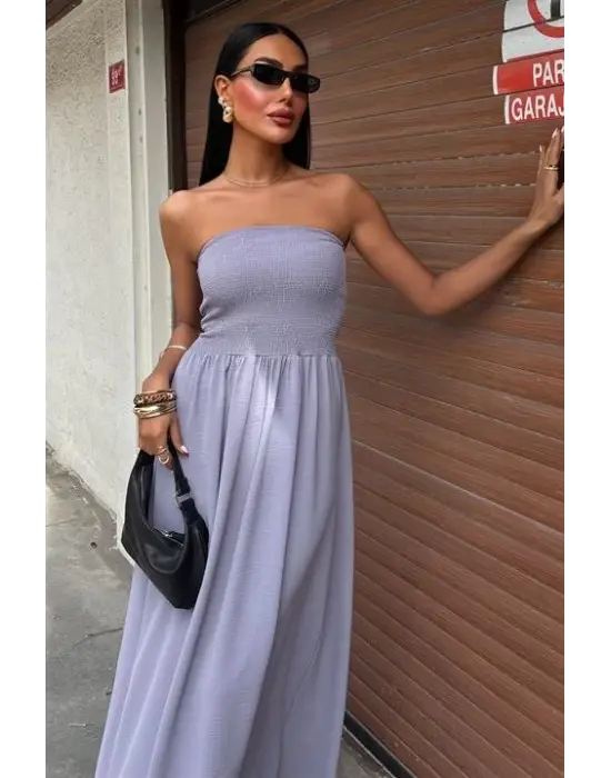 Omarı Seksi Straplez Elbise