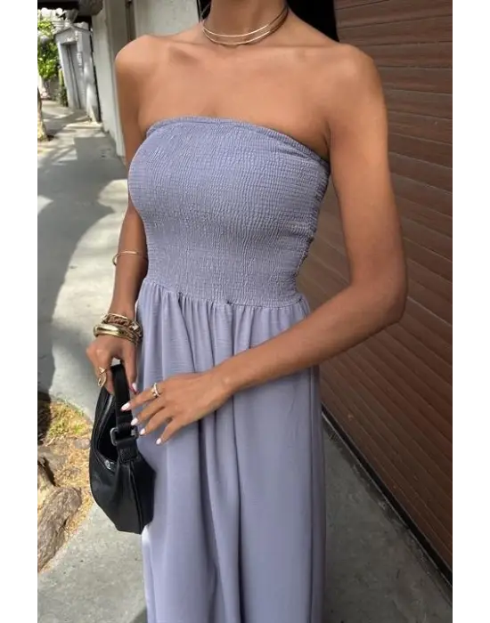 Omarı Seksi Straplez Elbise