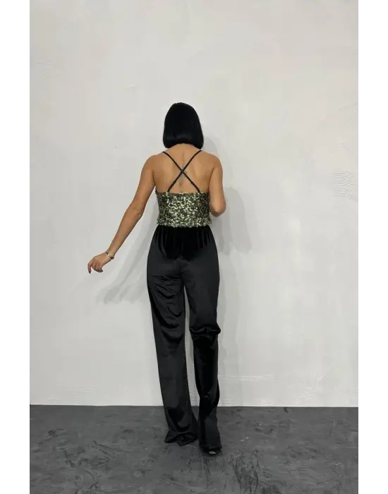 Gold Askılı Degaje Bluz