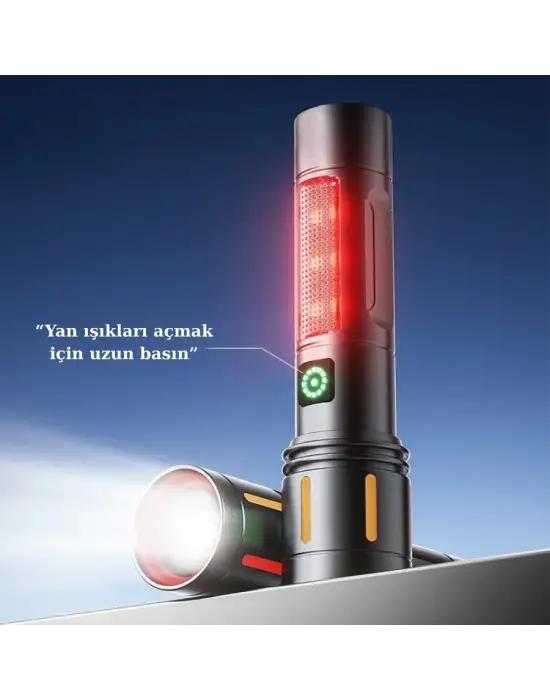 Gold Police Gp-212 Şarjlı Metal El Feneri | 1000 Lümen Polis Feneri Çakarlı