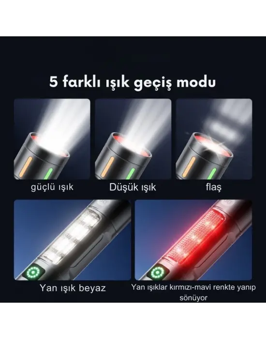 Gold Police Gp-212 Şarjlı Metal El Feneri | 1000 Lümen Polis Feneri Çakarlı