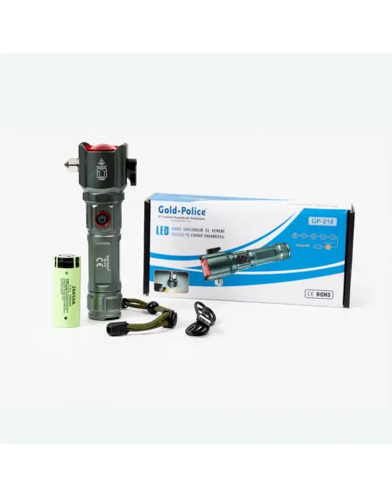 Gold Police Gp-218 Acil Durum El Feneri Güçlü Tg Led 3000 Lümen