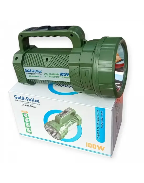 Gold Police Gp-680 Şarjlı El Feneri Projektör 100 Watt