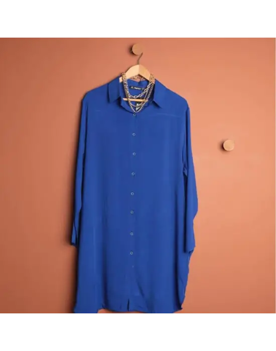 Gömlek Elbise Şık Önden Düğme Detaylı