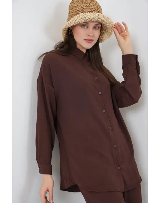 Gömlek Pantolon İkili Takım 30063 - Kahverengi