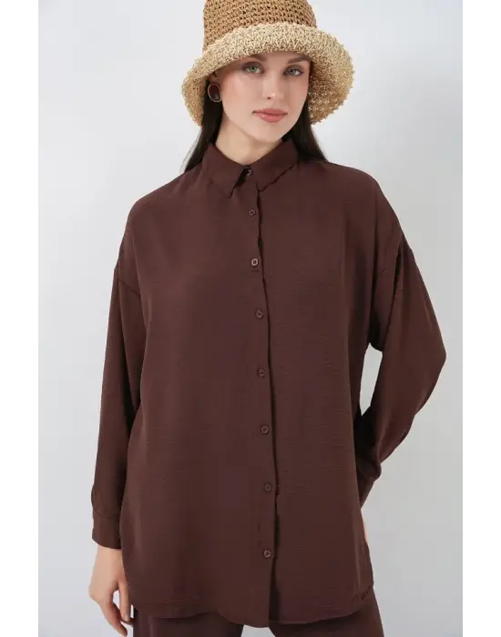 Gömlek Pantolon İkili Takım 30063 - Kahverengi