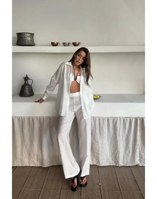 GÖMLEK - PANTOLON TAKIM - Beyaz