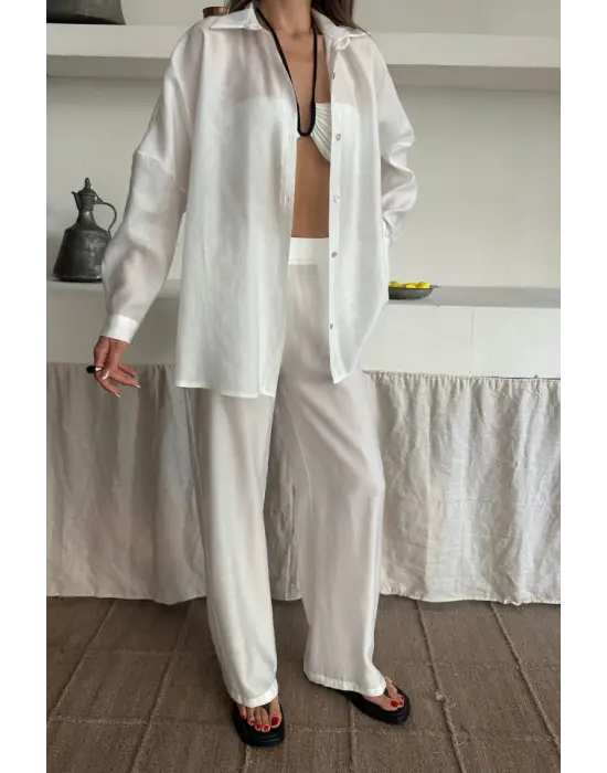 GÖMLEK - PANTOLON TAKIM - Beyaz