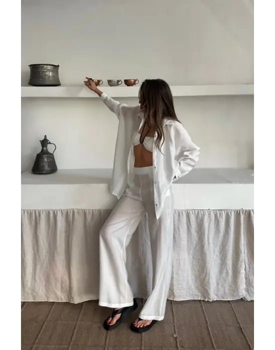 GÖMLEK - PANTOLON TAKIM - Beyaz