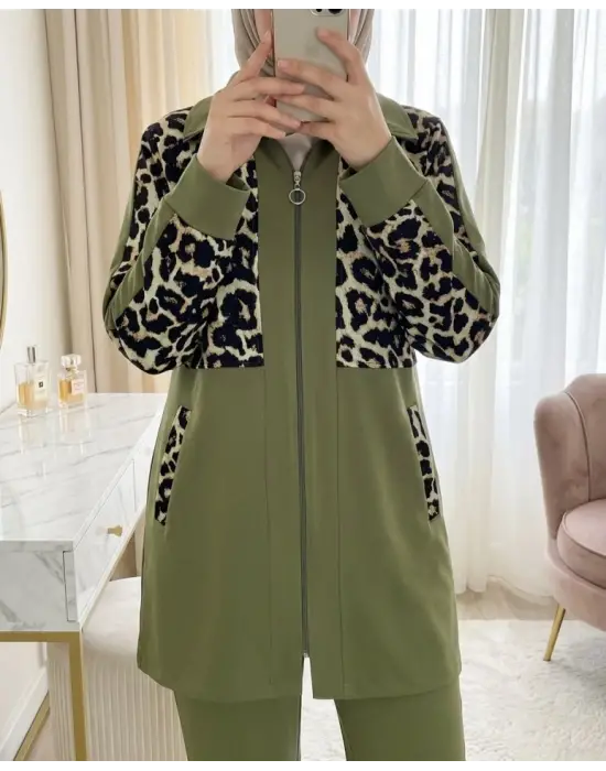 Tarz Boydan Fermuarlı Pantolonlu Takım