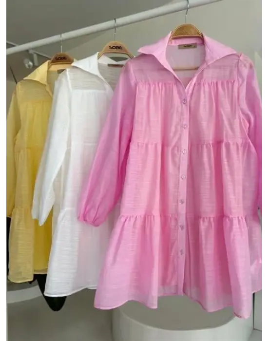 Gömlek Yaka Pileli Elbise 2898