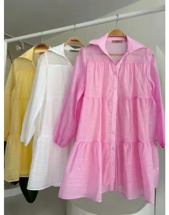 Gömlek Yaka Pileli Elbise 2898