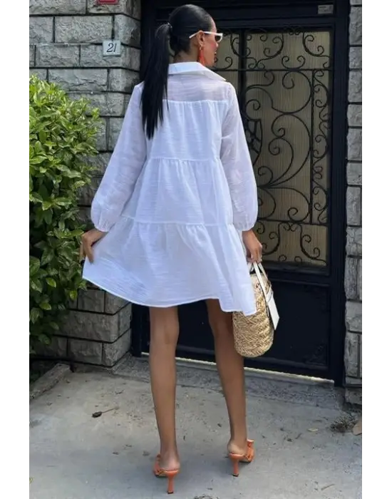 Gömlek Yaka Pileli Elbise 2898