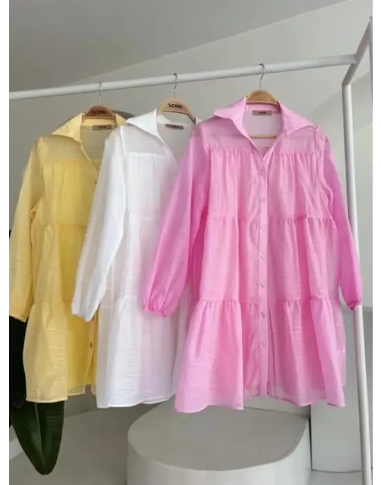 Gömlek Yaka Pileli Elbise 2898