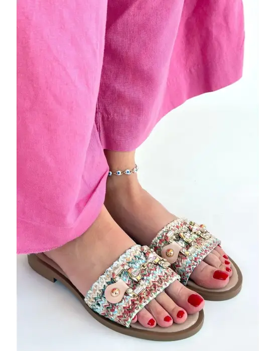 Gonne Renkli Hasır Dokuma Terlik