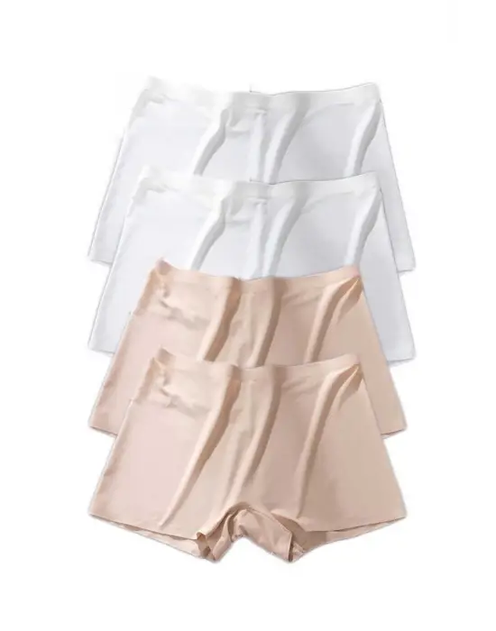 Omarı Dikişsiz İz Yapmayan Kadın Mini Şort Boxer Beyaz