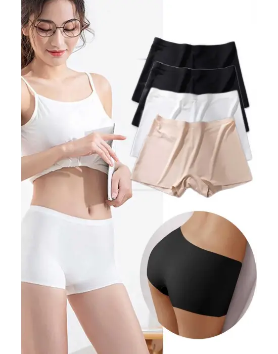 Omarı Kadın Dikişsiz Görünmez Mini Şort Boxer Seti - Siyah Beyaz Ten Uyumlu