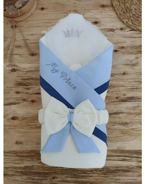 Göz Alıcı Bebek Battaniyesi My Prince Taç Nakışlı