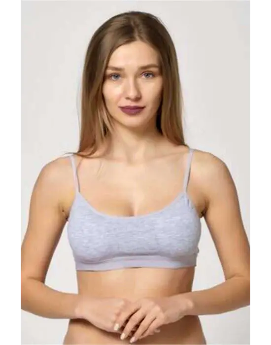 Omarı Pedli İp Askılı Gri ve Krem Büstiyer Seti