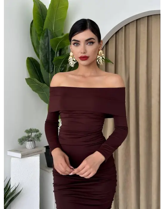 Omarı Siyah Sade Elbise