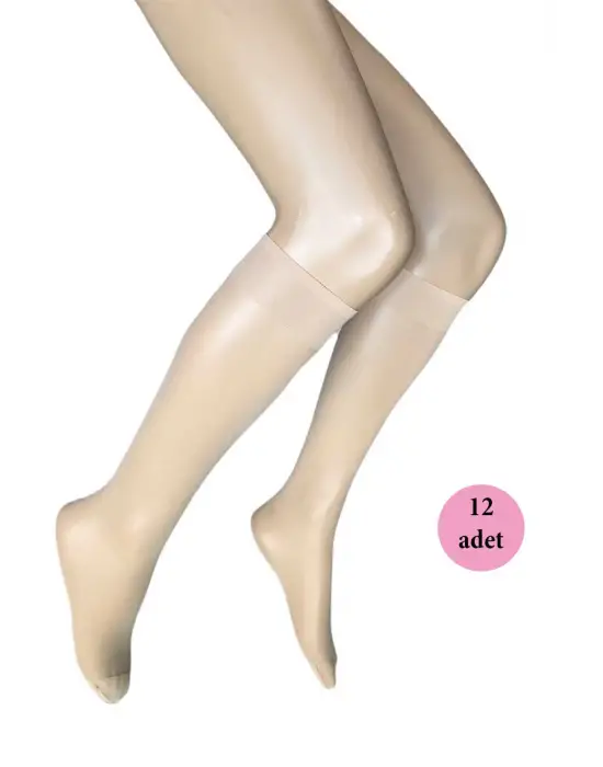 Omarı Parlak 15 Denye Sahra Desenli 12li Dizaltı Kadın Çorap Seti