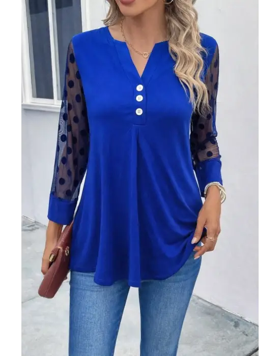 Göz Alıcı Tül Detaylı Kadın Bluz