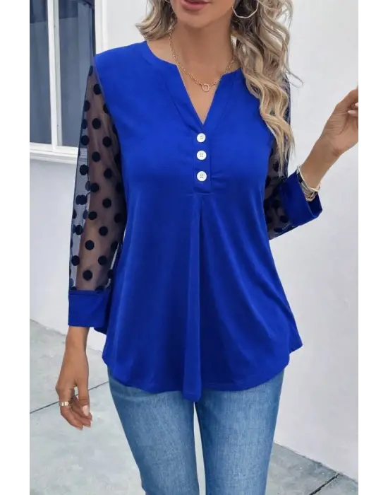 Göz Alıcı Tül Detaylı Kadın Bluz