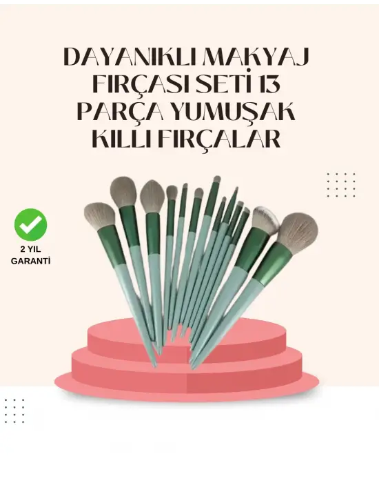 Göz Farı Allık Fondöten İçin Uygun 13lü Makyaj Fırçası Seti Kompakt Tasarım