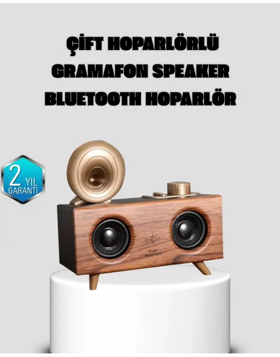 Gramafon Tasarımlı Bluetooth Hoparlör 3d Ses Teknolojili Çok Fonksiyonlu