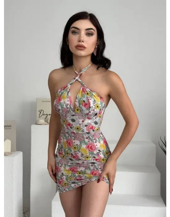 Omarı Şık Greasa Bağlamalı Elbise