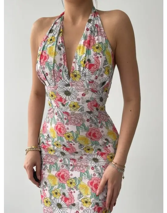 Omarı Şık Greasa Bağlamalı Elbise