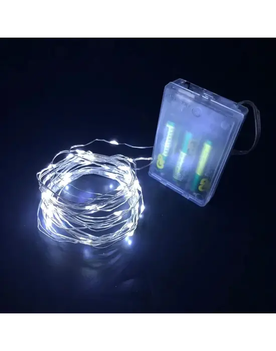 Greyder Gd957 Şerit Pilli Aydınlatma 3 Metre 30 Adet Beyaz Peri Led