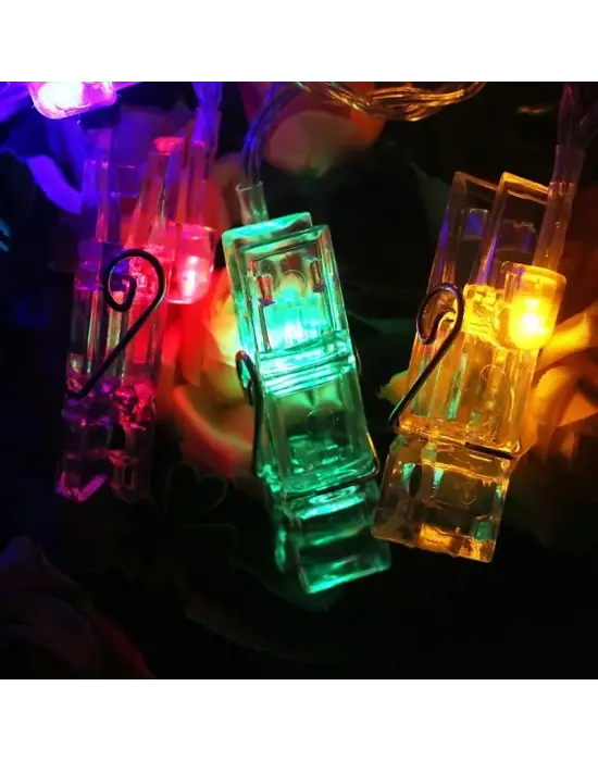 Greyder Gd972 Şerit Pilli Aydınlatma 2 Metre 10 Adet Rgb Mandal Led