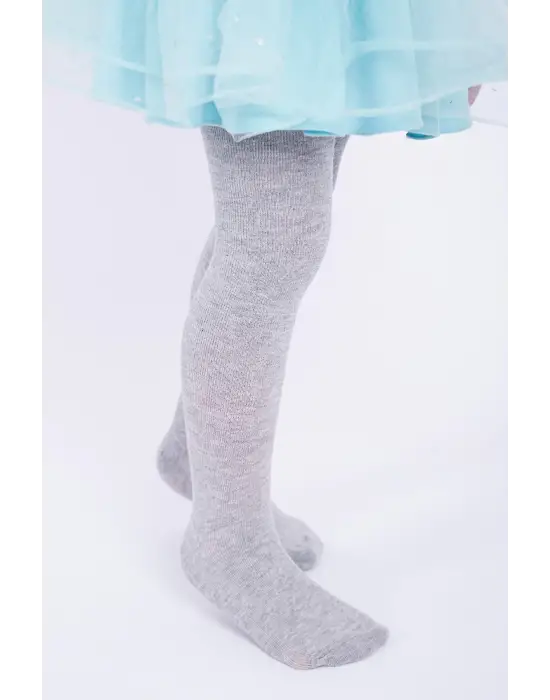 Omarı Gri Pamuklu Kız Çocuk Külotlu Çorap