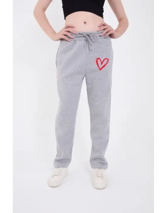 Omarı Modern Gri Boru Paça Baskılı Eşofman Pantolon