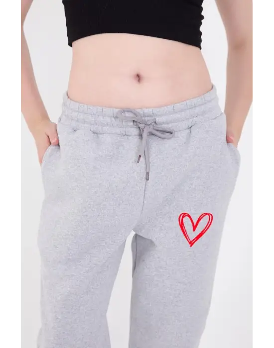 Omarı Modern Gri Boru Paça Baskılı Eşofman Pantolon