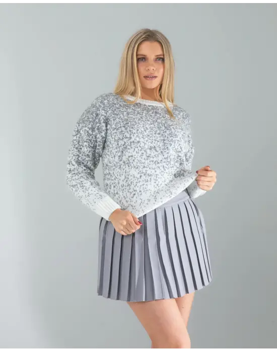 Modern Gri Pilseli Etek