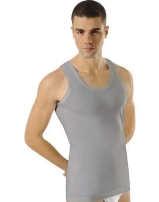 Omarı Yüksek Kaliteli Gri Erkek Ribana Atlet