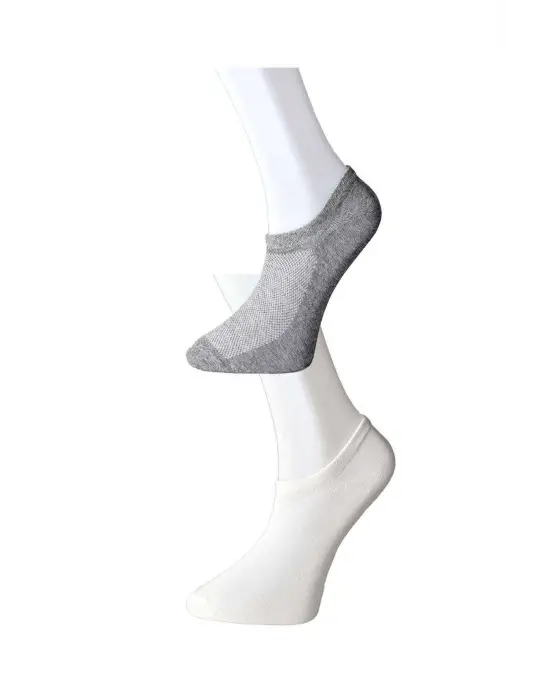 Omarı Gri ve Beyaz Erkek Görünmez Çorap Seti 15 Çift