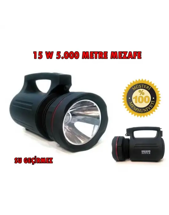 Gs-8006 Parlak Ledli Taşınabilir Şarj Edilebilir El Feneri 15w