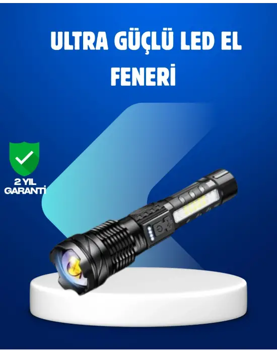 Güçlü Led El Feneri Şarj Edilebilir Çok Modlu