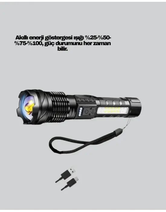 Güçlü Led El Feneri Şarj Edilebilir Çok Modlu