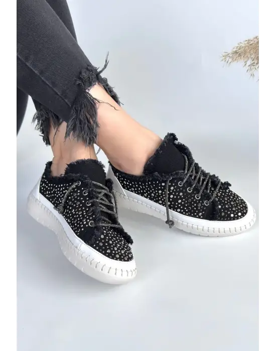 Omarı Guji Siyah Kot Bağcıklı Sneaker
